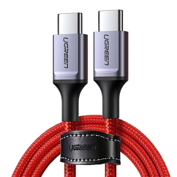 CABLU alimentare si date Ugreen, "US294", Fast Charging Data Cable pt. smartphone, USB Type-C la USB Type-C 60W/3A, nickel plating, braided, 1m, rosu