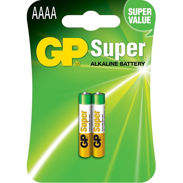 GP Super Alkaline Battery, Size AAAA, 25A/LR61, 2-pack