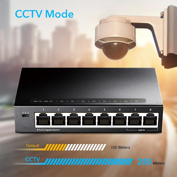 Cudy GS108 network switch Gigabit Ethernet (10/100/1000) Black Svart