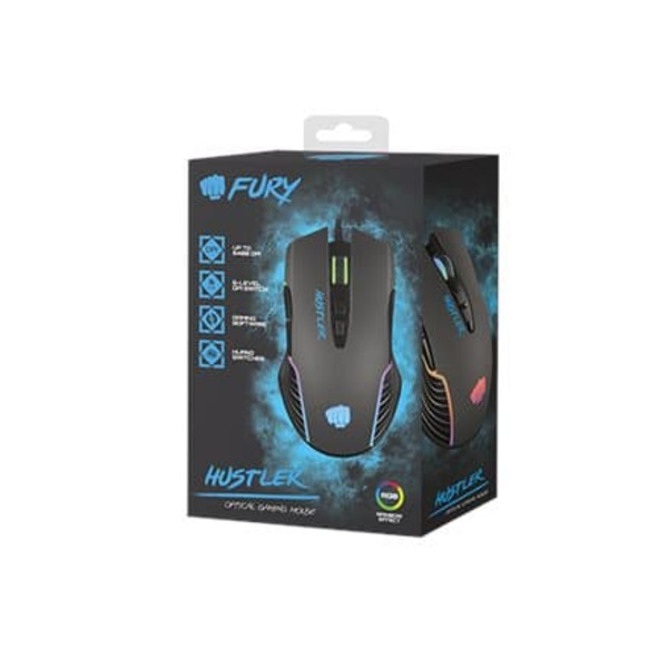 FURY Hustler mouse Gaming Ambidextrous USB Type-A Optical 6400 DPI Sort