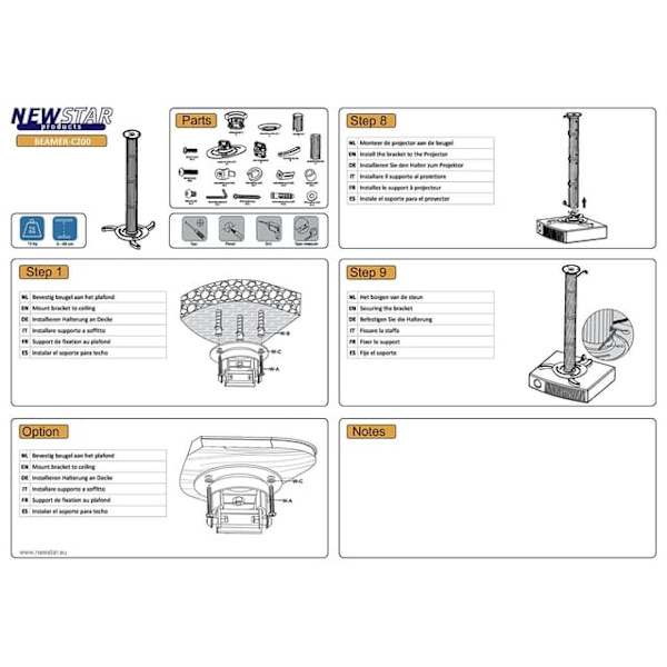 Neomounts BEAMER-C200 bracket - full-motion - for projector - silver