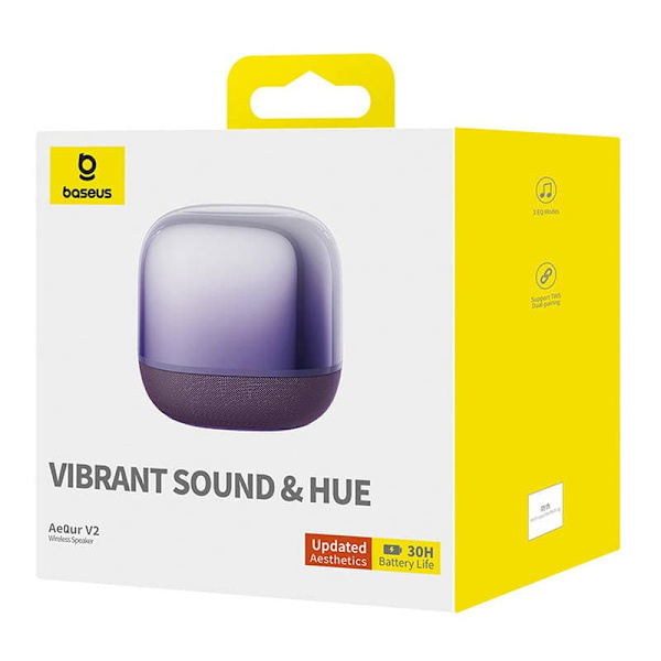 BOXA Baseus AeQur V2, wireless, 14 ore durata baterie, suporta pairing stereo cu alta boxa Baseus AeQur, mov, "A20056200521-00"  (timbru verde 2.00 le