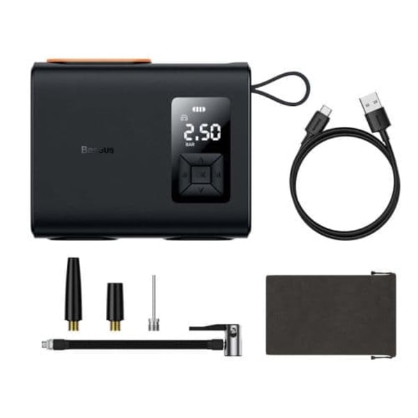 COMPRESOR AUTO Baseus Mega EnergyPump, baterie 6000mAh/22.2Wh, display LED, presiune maxima 3.5 bar, negru (timbru verde 0.80 lei) "CRCQ000001"  - 693
