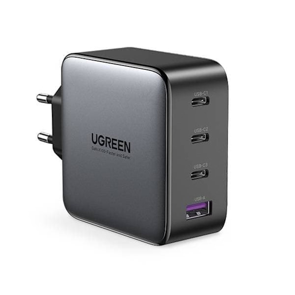 INCARCATOR retea Ugreen, "CD226" Quick Charge 4, 100W GaN, 3 x USB Type-C 5V/3A, 1 x USB,  negru "40747" (timbru verde 0.18 lei) - 6957303847471 Svart