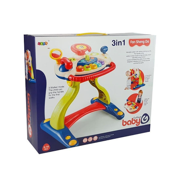 3-in-1 Interactive Baby Stroller Baby Steering Wheel Sound Melodies Animals