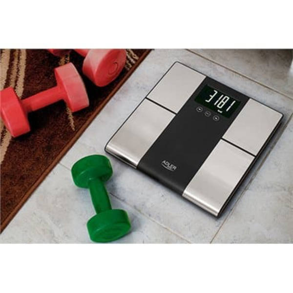 Adler | Bathroom scale with analyzer | AD 8165 | Maximum weight (capacity) 225 kg | Accuracy 100 g | Body Mass Index (BMI) measuring | Stainless steel