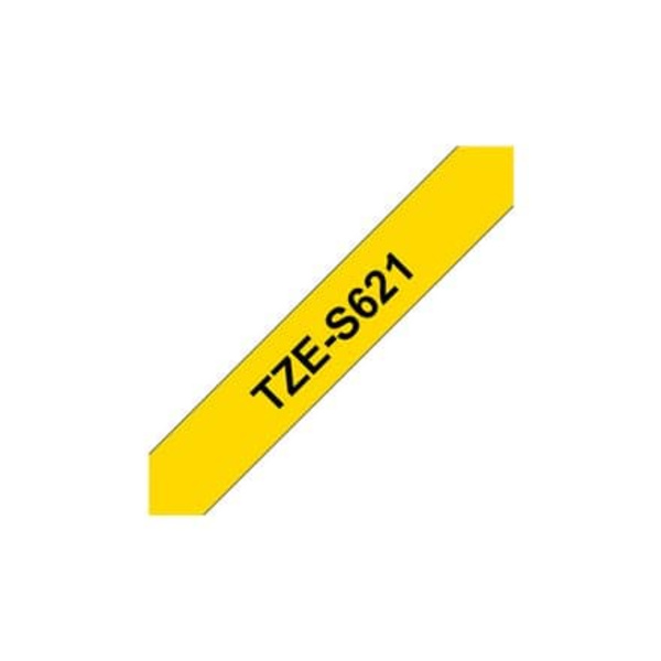 BROTHER P-Touch TZE-S621 black on yellow 9mm extra gluey