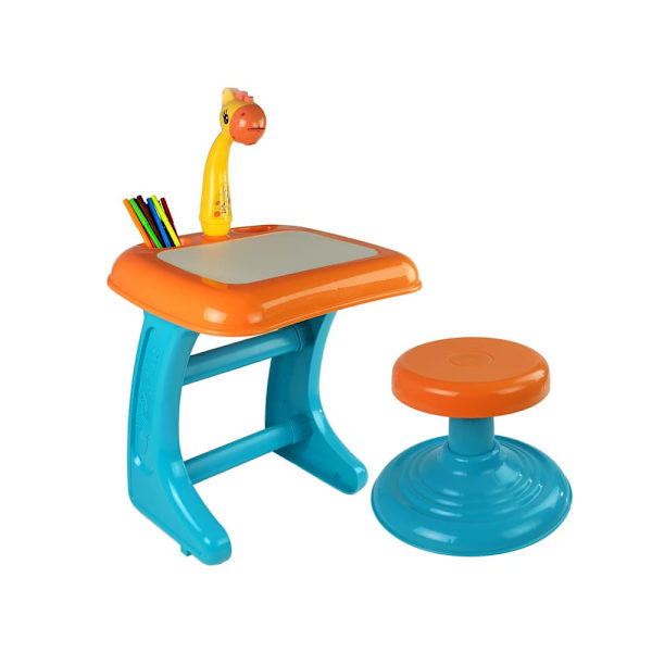 Drawing Table Chair Projector Orange Pens Pictures