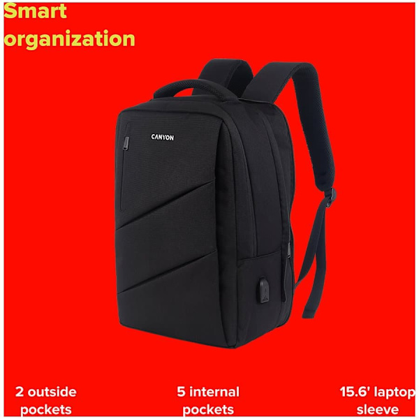 CANYON backpack BPE-5 Urban USB 15.6'' Red