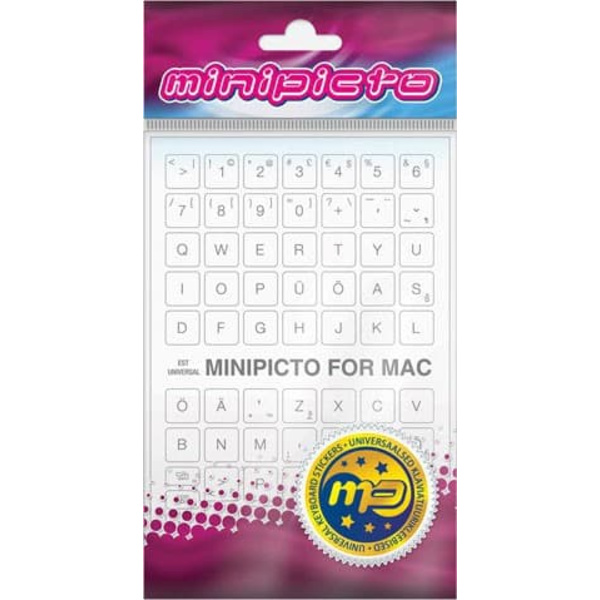 Minipicto keyboard sticker EST KB-MAC-EE01-WHT, white/grey