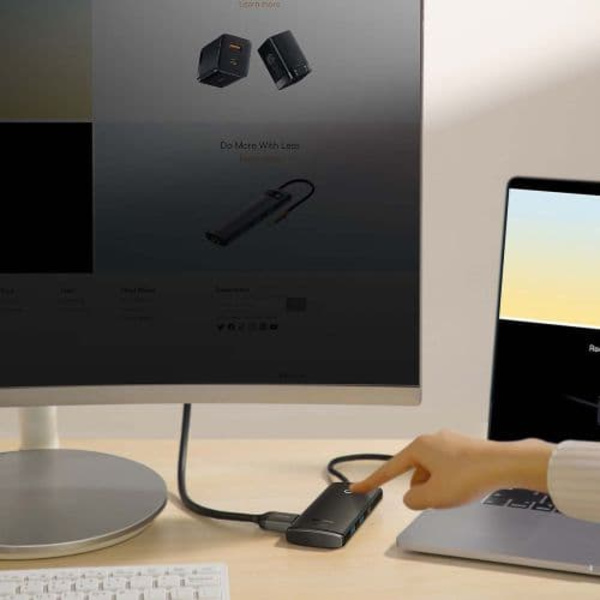 Baseus Lite Series Hub 6w1 USB-C to 2x USB 3.0 + USB-C + HDMI + SD/TF (black)