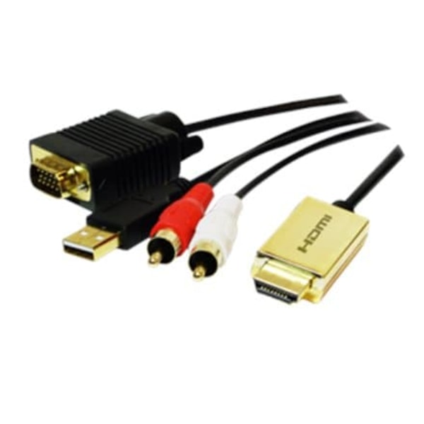 CABLU video LOGILINK, splitter HDMI (T) la VGA (T) + 2 x RCA (T) + USB 2.0, 2m, rezolutie maxima 720p, negru, "CV0052A" (timbru verde 0.8 lei)