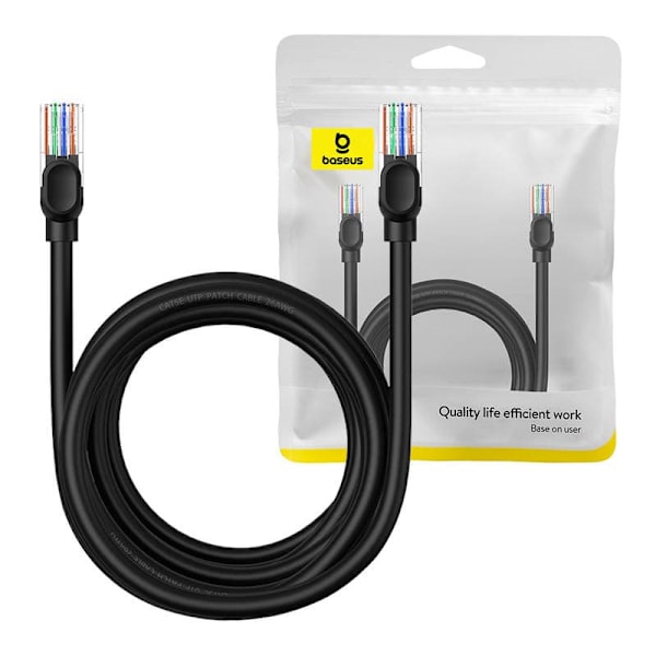 PATCH CORD UTP Baseus Cat5, fire din cupru, round cable, viteza maxima 1 Gbps, PVC, 5m, negru "B00133206111-05" (timbru verde 0.08 lei) - 693217263701