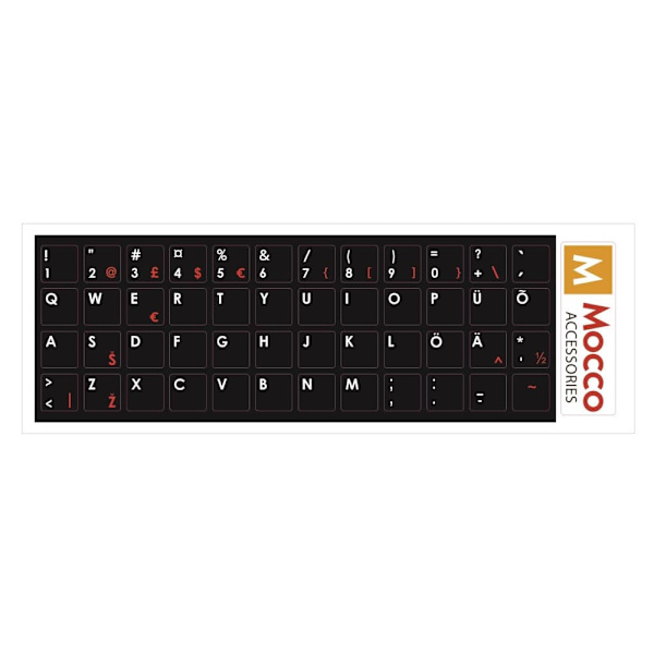 Mocco Keyboard Sticks ENG / EE With Laminated Waterproof Level Black / Red
