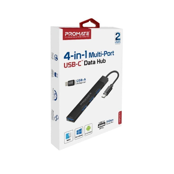 PROMATE LiteHub-4 USB-C Hub 3x USB 2.0 / 1x USB 3.0