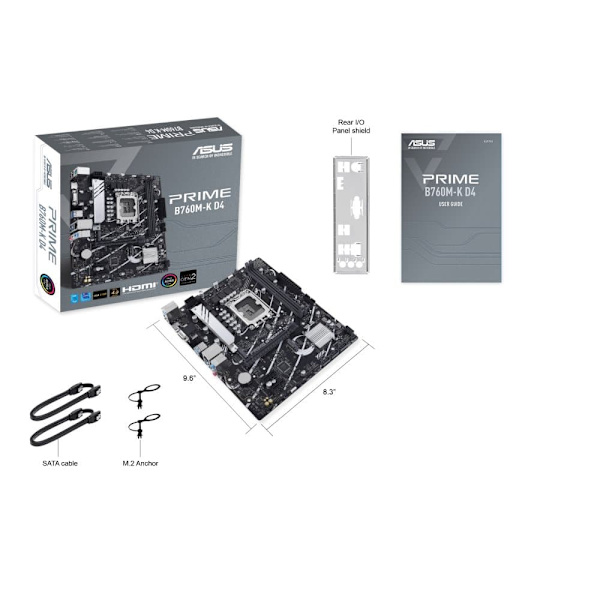 Mainboard|ASUS|Intel B760 Express|LGA1700|Micro-ATX|Memory DDR4|Memory slots 2|2xPCI-Express 4.0 1x|1xPCI-Express 4.0 16x|2xM.2|1x15pin D-sub|1xHDMI|2