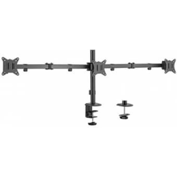 Gembird MA-D3-01 Adjustable desk 3-display mounting arm (rotate, tilt, swivel), 17”-27”, up to 7 kg Svart