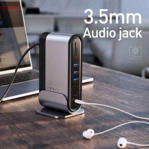 Baseus HUB Working Station Three-Screen Multifunction Type-C Adapter (CN+EU+UK) Dark Gray CAHUB-DG0G