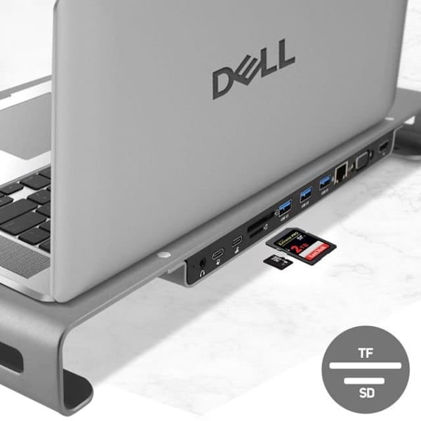 Swissten Multifunctional USB-C Laptop Docking Station / HDMI / USB 3.0 / 2x USB-C / RJ45 / SD / Micro SD / VGA / Audio