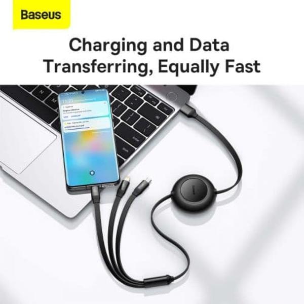 CABLU alimentare si date Baseus, Fast Charging Data Cable pt. smartphone, USB la USB-C / Lightning / Micro, 66W/2A, 480Mbps, negru "CAMJ010101" (inclu