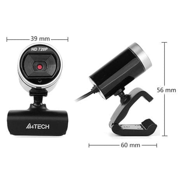 A4Tech PK-910P webcam 1280 x 720 pixels USB 2.0 Black, Grey Sort, Grå