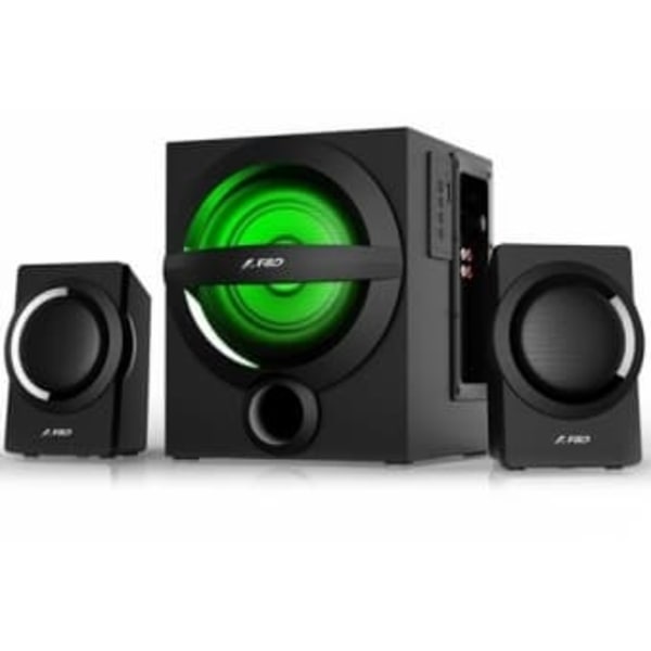 F&D A140X 2.1 Multimedia Speakers, 37W RMS (12Wx2+13W), 2x3'' Satellites + 4'' Subwoofer, BT 5.0/AUX/USB/FM/Multi-color LED/Remote Control/Wooden/Blac