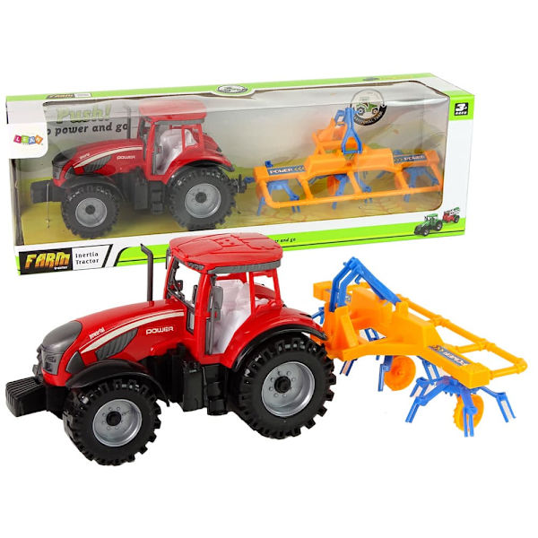 Red Tractor with Rake Friction Drive