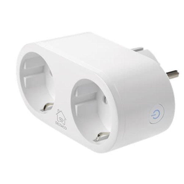 DELTACO SMART HOME switch, WiFi 2.4GHz, energy monitoring, 2xCEE 7/3, 13A, timer, white / SH-P02E