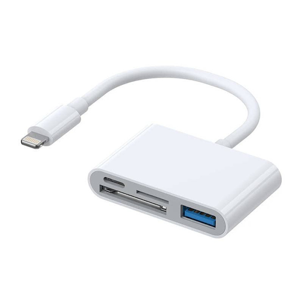 Joyroom Converter HUB Lightning (male) to USB OTG (female) + Type-C (Female) + Card Readers (SD,TF), White (S-H142)