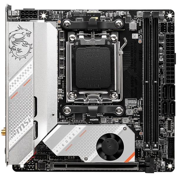 MSI | MPG B650I EDGE WIFI | Processor family AMD | Processor socket AM5 | DDR5 DIMM | Memory slots 2 | Supported hard disk drive interfaces SATA, M.2