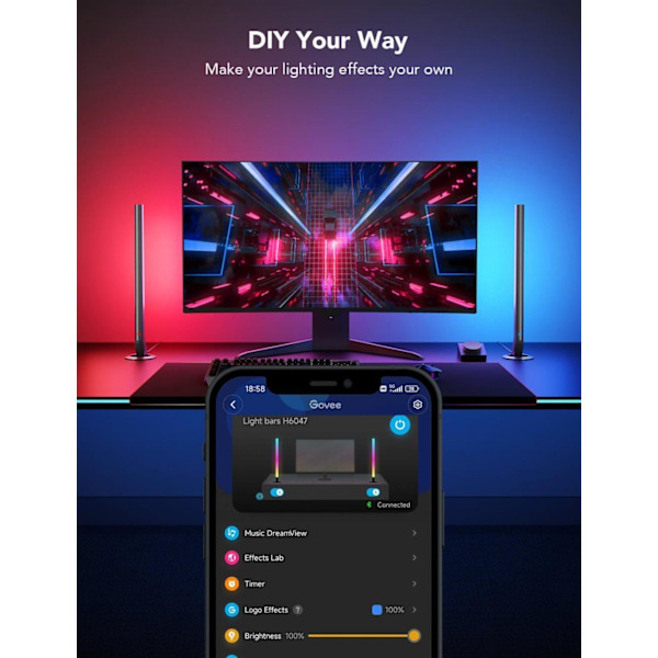 GOVEE H6047 SMART LED LIGHTS RGBIC, WI-FI, ALEXA, GOOGLE ASSISTANT