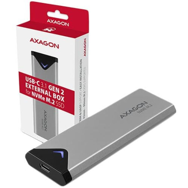 AXAGON EEM2-UG2 USB-C 3.1 Gen 2 - M.2 NVMe SSD 42-80mm box Sort, Grå