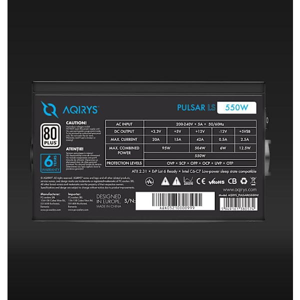 Sursa Aqirys Pulsar LS 550W 80+