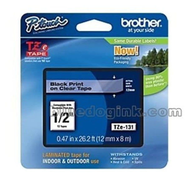 BROTHER TZE131 laminate tape 12mm BLACK ON CLEAR