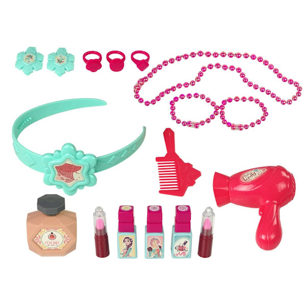 Beauty Set Toilet with Mirror Light Sound Jewellery Pink
