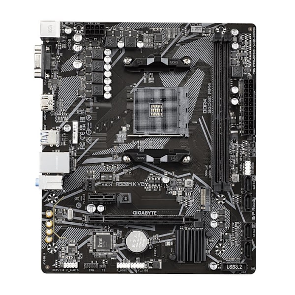 GIGABYTE A520M K V2 Motherboard - Supports AMD Ryzen 5000 Series AM4 CPUs, up to 5100MHz DDR4 (OC), PCIe Gen3 x4 M.2, GbE LAN, USB 3.2 Gen 1