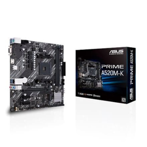 Asus | PRIME A520M-K | Processor family AMD | Processor socket AM4 | DDR4 | Memory slots 2 | Supported hard disk drive interfaces M.2, SATA | Number o