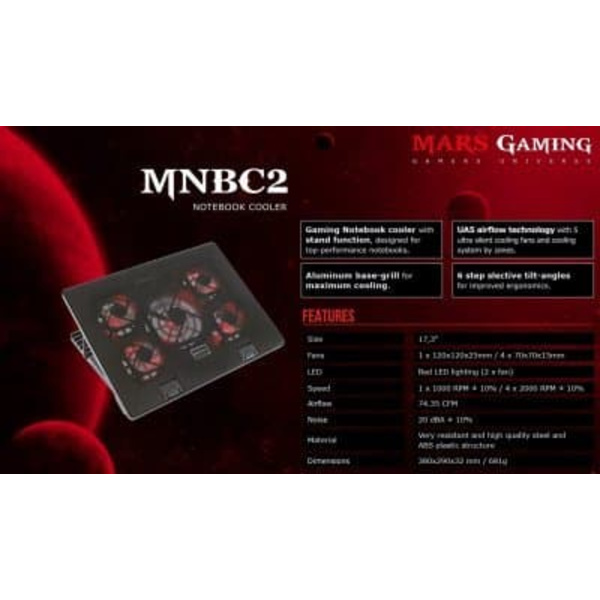 Mars Gaming MNBC2 Cooling Gaming Stand for laptop