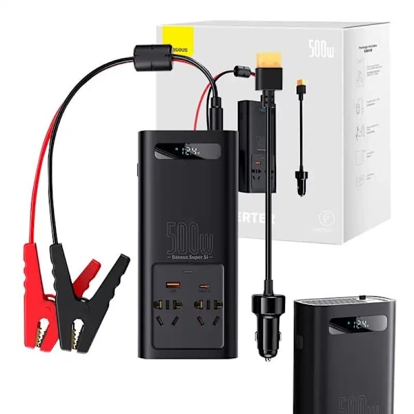 Baseus Car Power Inverter 150W 12V / 500W 220V (C+U + Dual EU plug) Black (CGNB000101)
