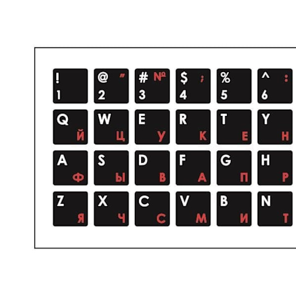 Mocco Keyboard Sticks ENG / RU With Laminated Waterproof Level White / Red