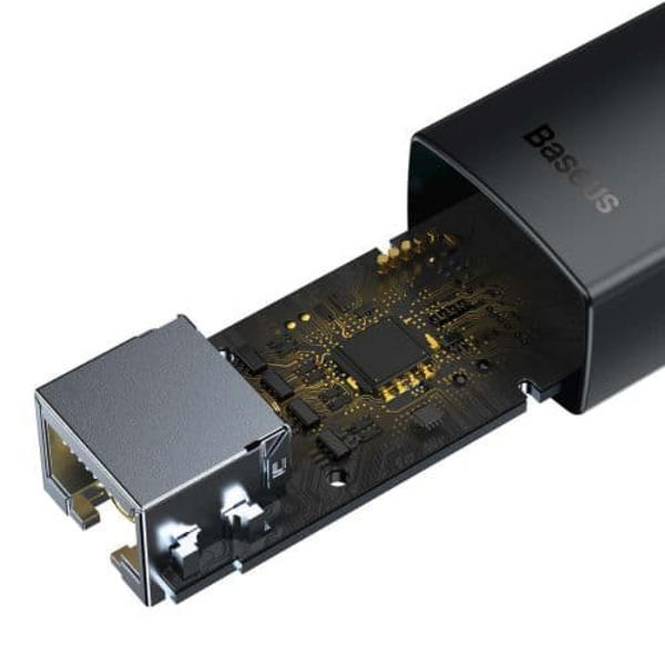 ADAPTOR RETEA Baseus Lite, USB 2.0 to RJ-45 10/100 Mbps Adapter, LED, negru "WKQX000001" (timbru verde 0.18 lei)  - 6932172606022