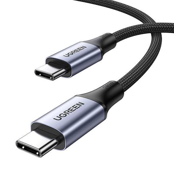 CABLU alimentare si date Ugreen, "US535", Fast Charging Data Cable pt. smartphone, USB Type-C la USB Type-C 240W, aluminiu braided, 2m, gri "90440" (t