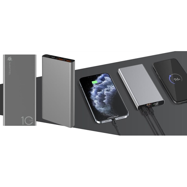 Navitel | Portable Charger | PWR10 AL SILVER | USB-A, USB-C | Lithium-ion