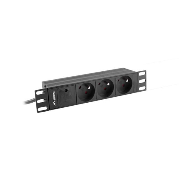 LANBERG 10" RACK POWER STRIP (1U, 16A, 3X 230V PL) Svart