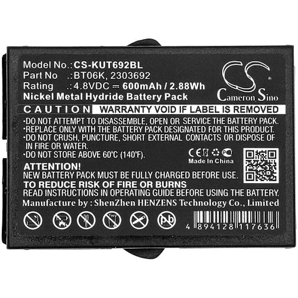 Battery for Danfos/ Ikusi BT06K 4.8V 600mAh NIMH