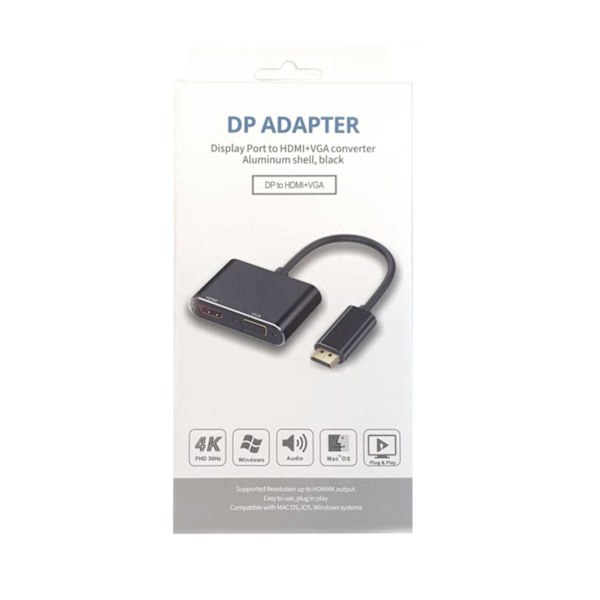 RoGer DisplayPort to HDMI + VGA Adapter v1.4 / 4K@30Hz