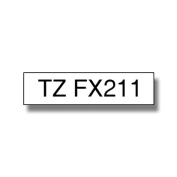 BROTHER TZEFX211 6mm BLACK ON WHITE FLEXIBLE ID
