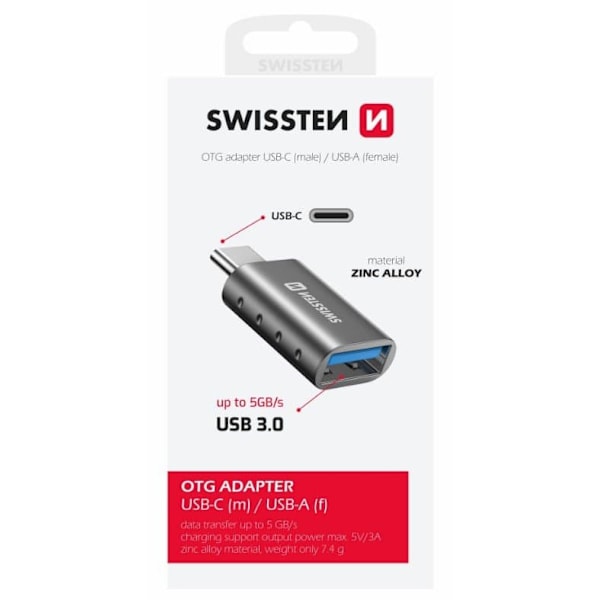 Swissten otg adapter usb-c(m)/usb-a(f)
