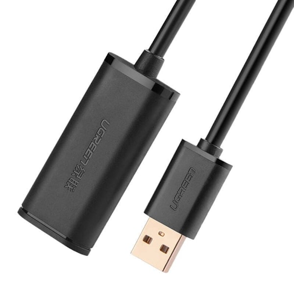 CABLU USB Ugreen prelungitor, "US121" USB 2.0 (T) la USB 2.0 (M), conectori auriti, 15m, negru, "10323" (timbru verde 0.18 lei) - 6957303813230