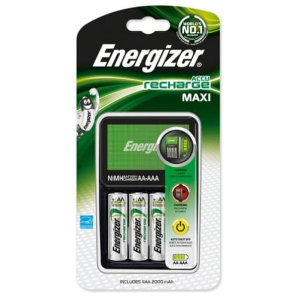 ENERGIZER Maxi ACCU HR6 POW battery charger + 2 AA 2000 mAh batteries Sort